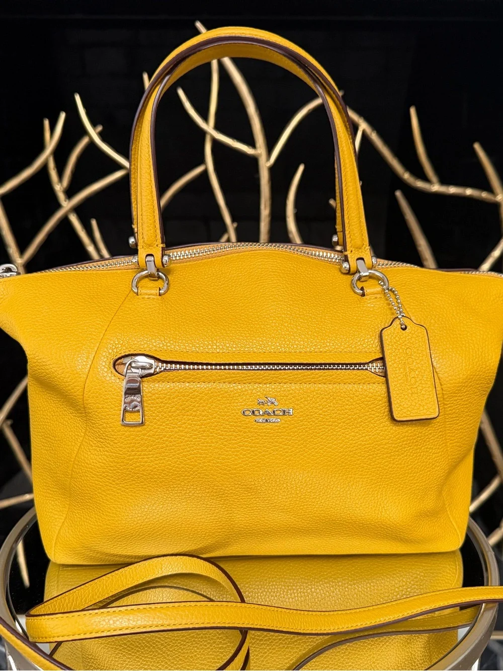 Coach Prairie Satchel - Golden Yellow Pebbled Leather